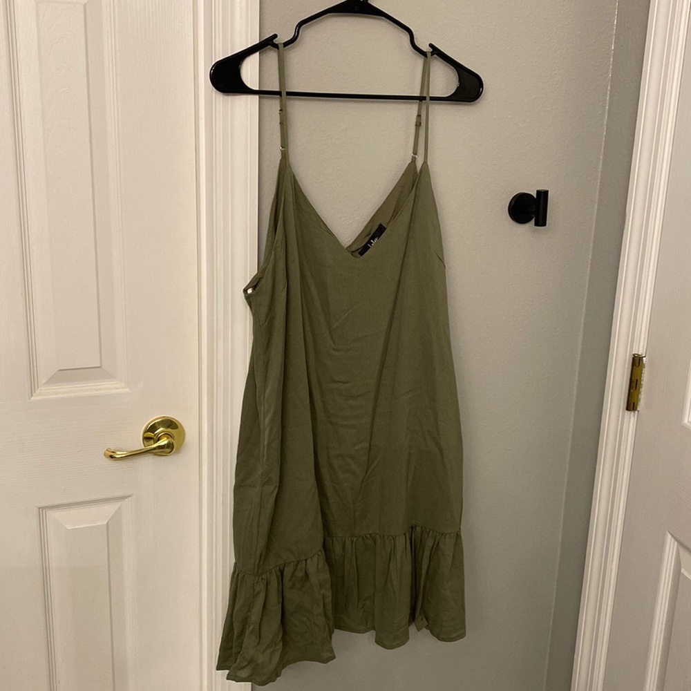 Lulu's Garden Bloom Olive Green Mini Dress